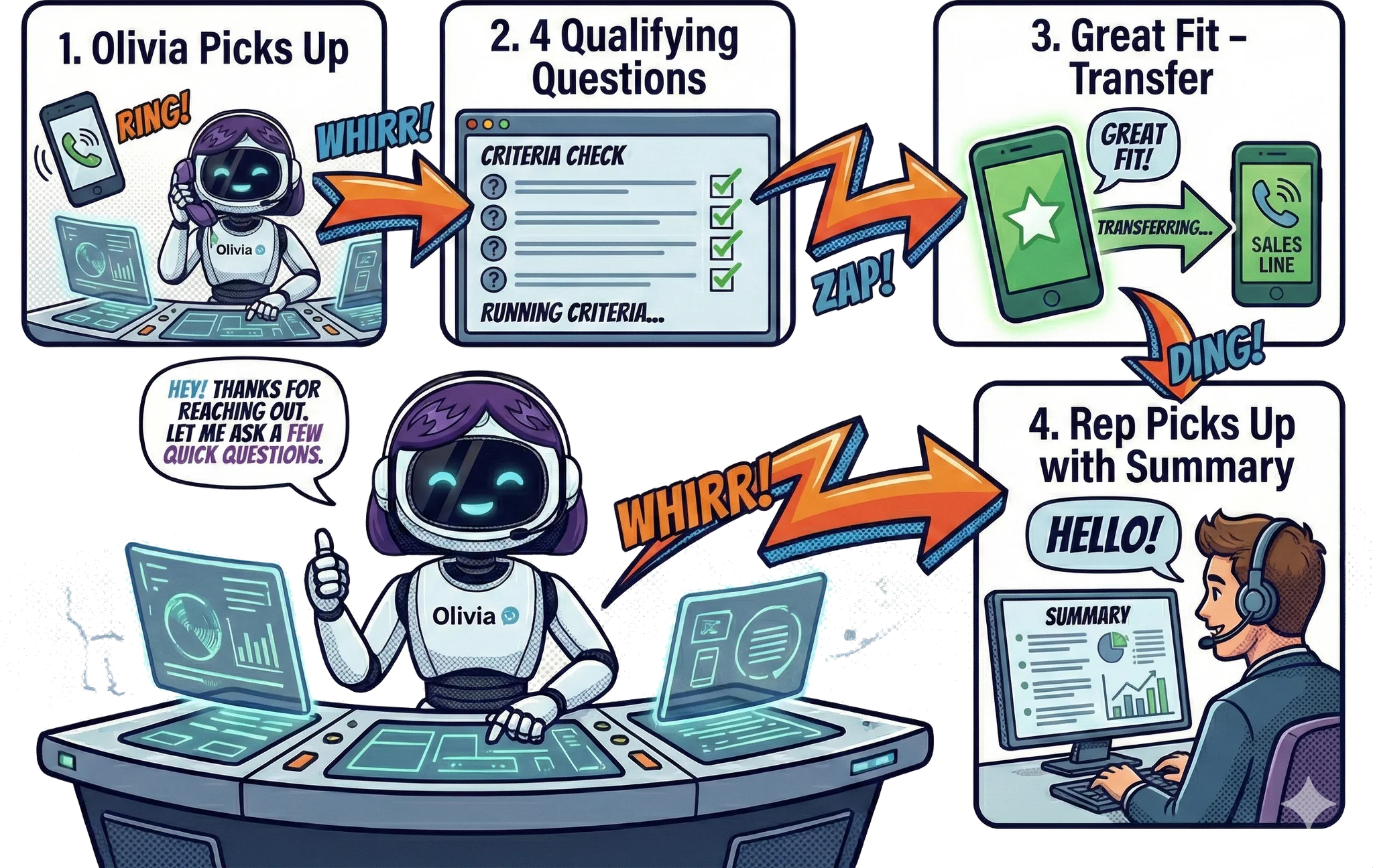 A prospect calls from your website — qualified and transferred in minutes